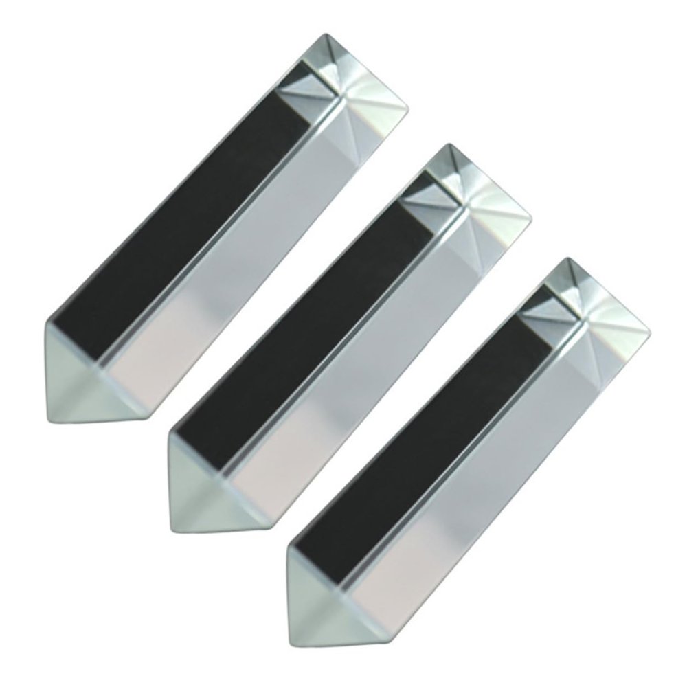 Amosfun 3Pcs Optical Glass Equilateral Prisms for Physics Teaching and Light Photography High Transparency Light Refracting for Experiments and Creative Photography