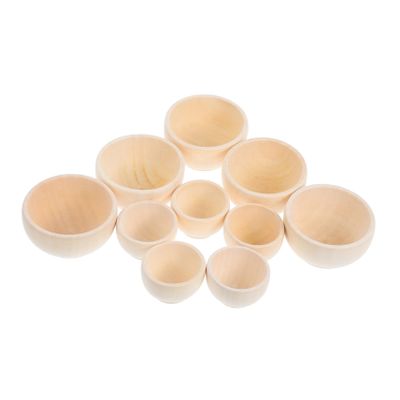 10Pcs Unfinished Mini Wooden Bowls for DIY Crafts Natural Wood Decor Bowls for Painting Creative Projects for Activities and Home Decor