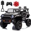 24V Ride On Toys for Big Kids, MOEYURO 2 Seater Ride on Cars with 4WD/2WD Switchable, 20'' Wide Seat, Ride on Truck w/Remote Control, 4-Wheeler Suspension, Power Car Wheelers for Kid Boys Girls, Black view 1
