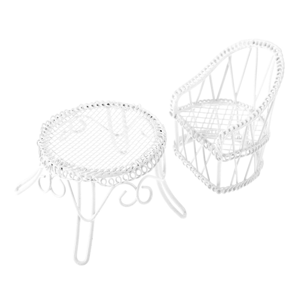 1 Set Miniature Garden Furniture Set Small Table Chairs for Dollhouse Decor Photography Prop Easy to Clean Functional Design Charming Accessory
