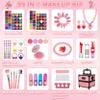 99 Pcs Kids Makeup Kit for Girls, Princess Toys Real Washable Cosmetics Set with Mirror, Hair Ties, Nails, Rings, Earrings, Necklace, Perfect for 3 4 5 6 7 8 Year Old Girls Birthday view 2