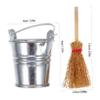 1Set Miniature Broom and Bucket Dollhouse Halloween Decor Compact DIY Accessories Miniature Home Scene Props for Crafting and Doll Making view 2