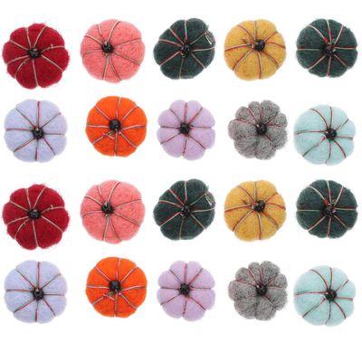 20Pcs Assorted Wool Felt Pumpkin Craft Accessories for Halloween Decorations Handmade Pumpkin Ornaments for DIY Crafts and Costume Accessories