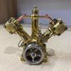 Hanll RW V-2 Steam Engine Model  CNC Brass Twin-Cylinder Reversible Steam Power Unit with Stephenson Valve Gear, Compact High-Torque Marine Engine for Hobbyists (6cc, 3000RPM) view 3