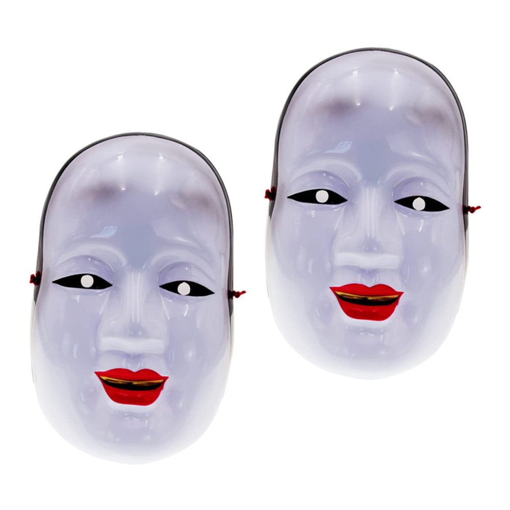 Abaodam 2Pcs Japanese Traditional Performance Masks Unique Makeup Party Props for Festivals and Design Craftsmanship for Role Playing Events