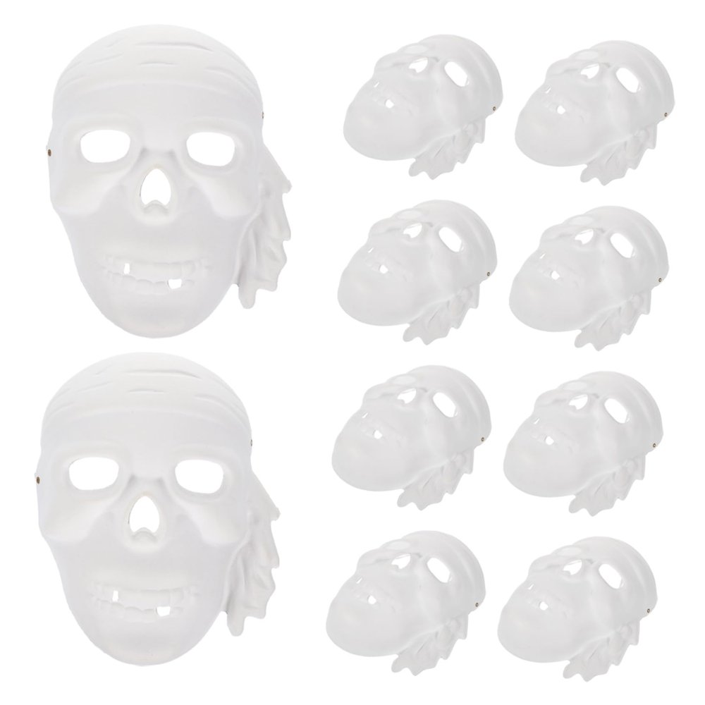 Abaodam 10Pcs DIY Blank Pirate Masks Unpainted Masks for Lightweight Safe Crafting for Dress Up Parties and Creative Projects