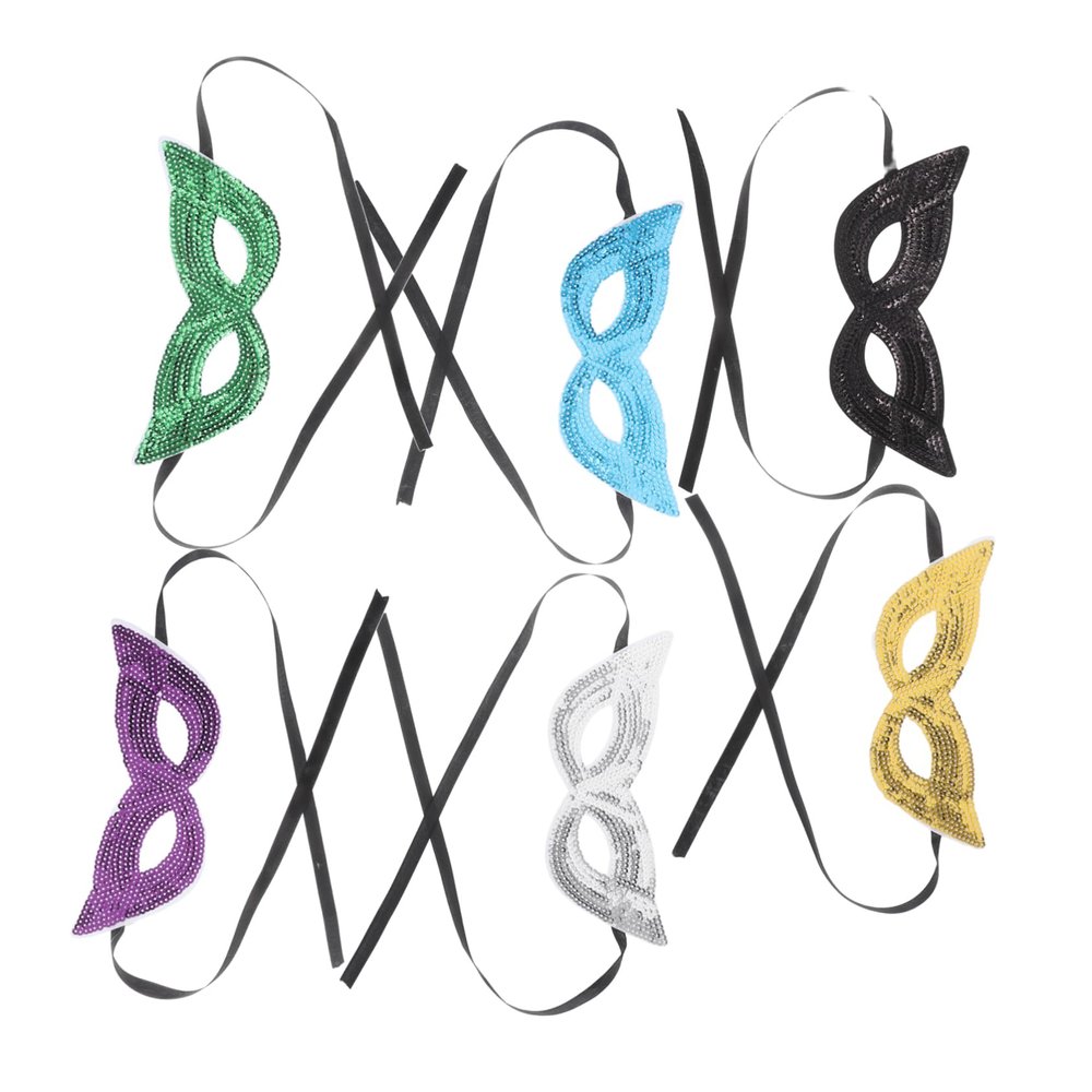 Abaodam 6Pcs Festive Decorative Masks Half Face Gras Masks with Sequins Rhinestones for Party Decorations Comfortable Stylish Carnival Headbands Lake