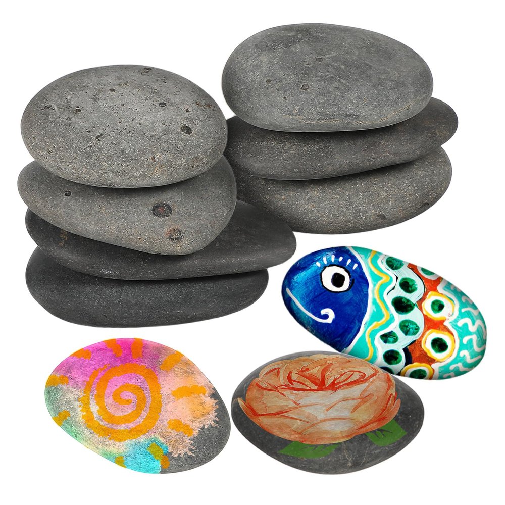 10Pcs DIY Graffiti Rocks for Safe and Smooth Painting Stones for Creative Art Projects for Preschoolers and School Versatile Decoration for Home and Garden