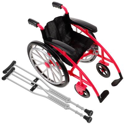 1Set Miniature Wheelchair Crutch Ornaments Doll House Decor Playset for DIY Micro Landscape Layout Realistic House Dollhouse Accessories Decor