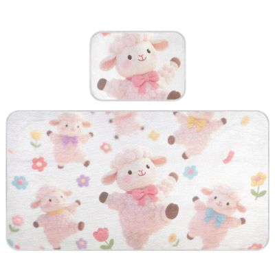 Cute Cartoon Pink Sheep Cooling Baby Mattress Topper 28" x 52" Reusable Crib Padding for Kids, Adult