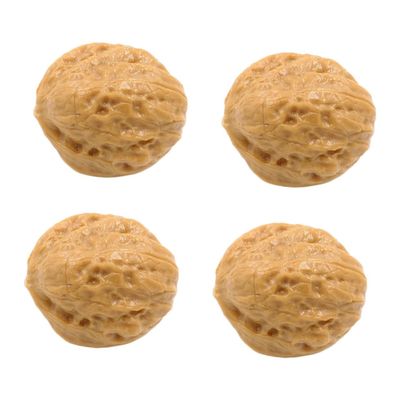 4Pcs Lifelike Plastic Walnut Models for Home Decoration Photography Props Realistic Desktop Ornaments for Model Room Display Sturdy Easy to Maintain