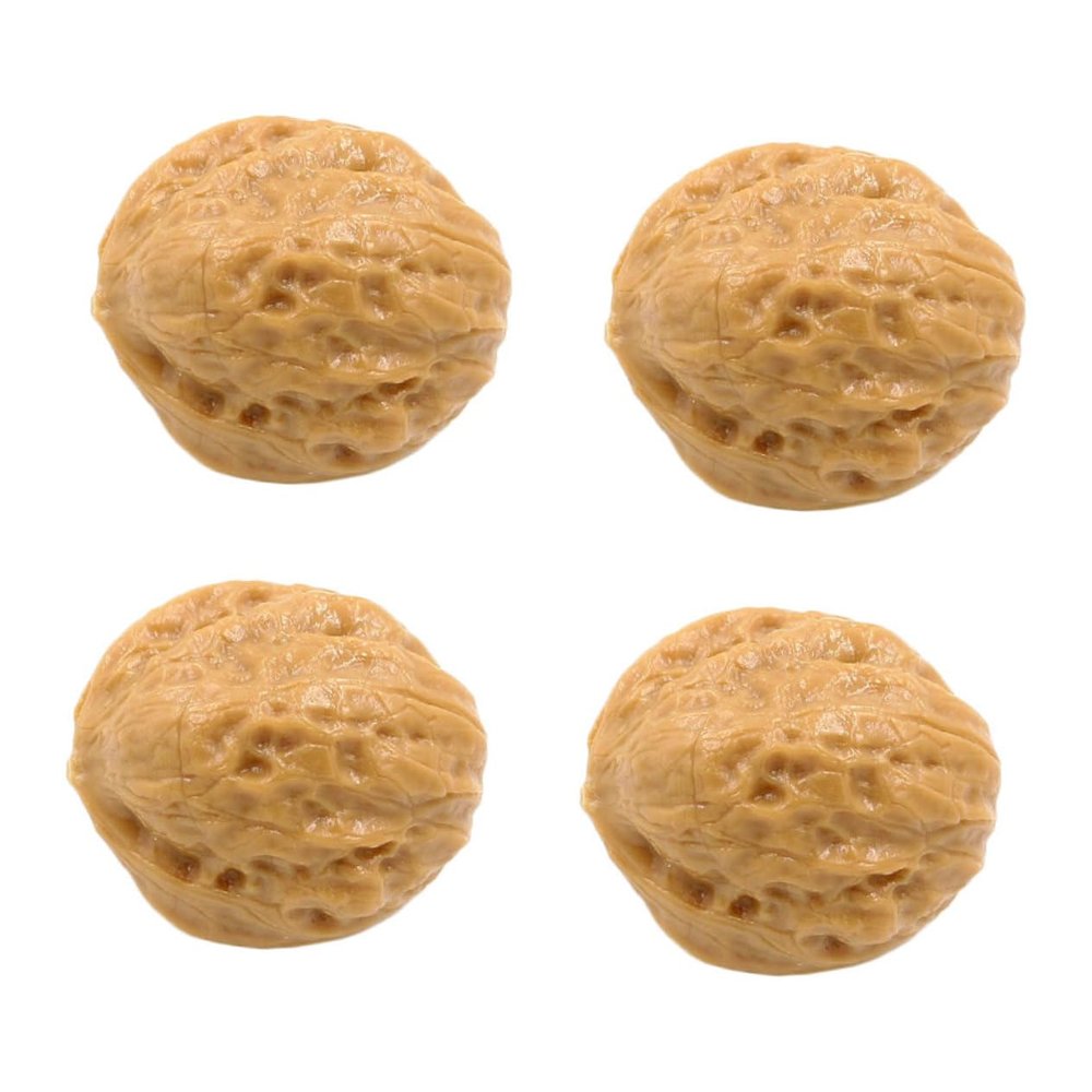 4Pcs Lifelike Plastic Walnut Models for Home Decoration Photography Props Realistic Desktop Ornaments for Model Room Display Sturdy Easy to Maintain