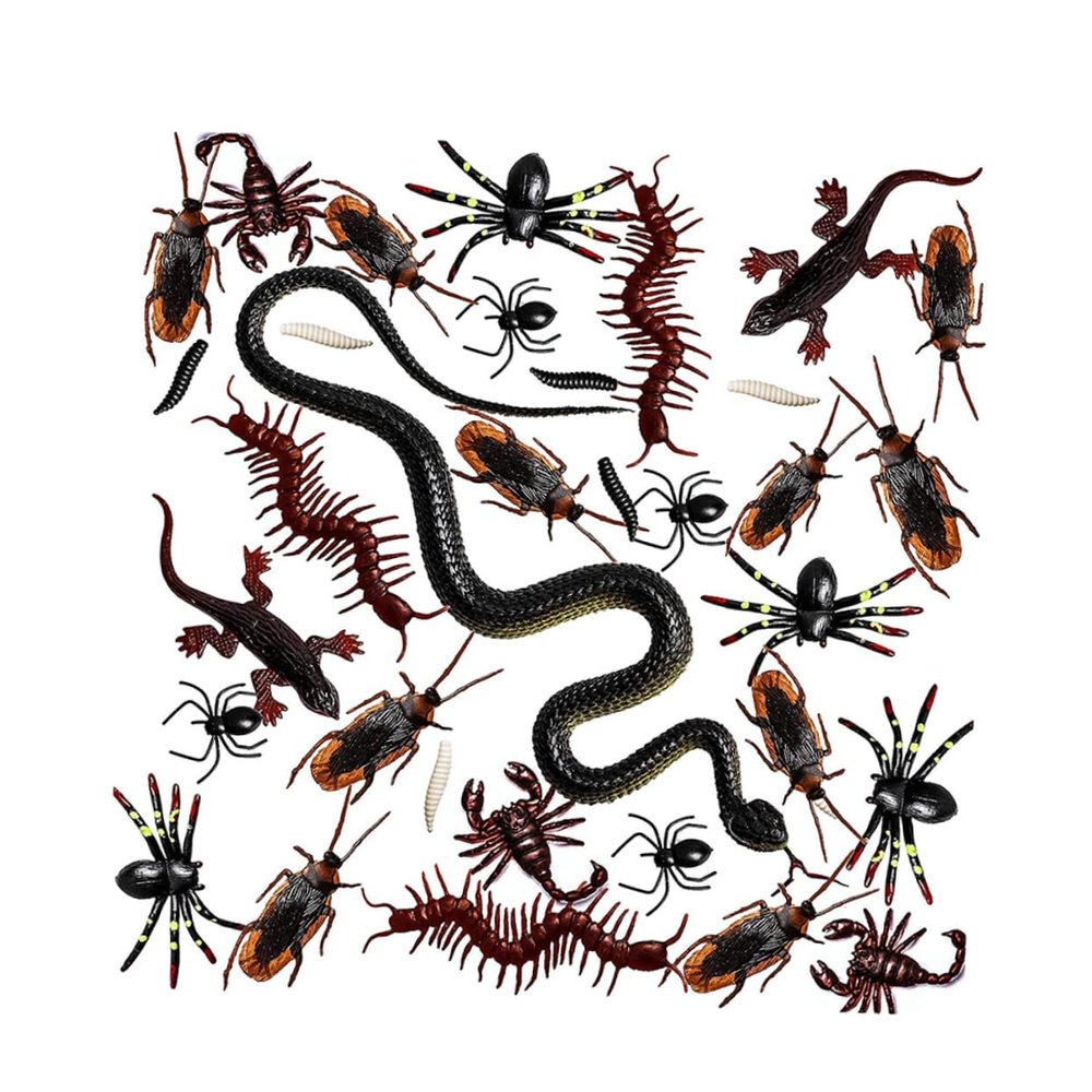 Abaodam 148Pcs Halloween Fake Snake Spider Scorpion and Gecko Prank Props Realistic Artificial Decorations for Parties Mischief and Haunted House Essentials