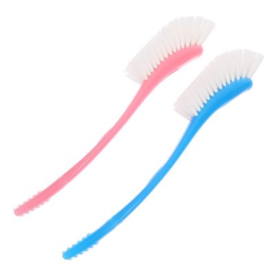 2Pcs Multifunctional Bottle Brush Cleaner Practical Cup Feeding Bottle Cleaning Brush with Bristles for Deep Cleaning Includes Blue Pink Brush