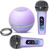Mini Karaoke Machine for Kids Gifts,3 4 5 6 7 8 9 10 11 12+ Years Old Girl Boy Birthday Gifts Party Singing Toys,Portable Bluetooth Speaker with 2 Wireless Microphone for Teens,Simple Button (Purple) view 1
