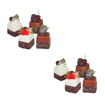 2sets Decorative Cake Model Realistic Artificial Dessert Photo Props for Weddings Parties and Displays Pu Material for Home Bakery and Event Decoration 4pcs*2