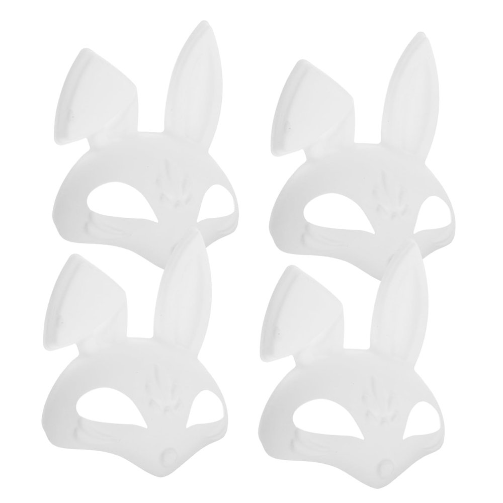 Abaodam 4Pcs Paintable Bunny Masks DIY Blank Rabbit Masks for Masquerade Halloween Costume Parties with Smooth Surface for Creative Design and Dress Up Fun