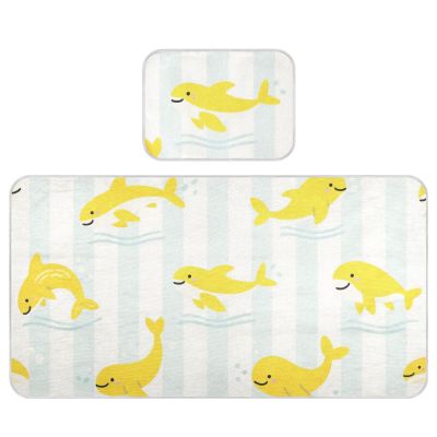 Ocean Animal Whale Yellow Stripe Cooling Baby Toddler Mattress 28" x 52" Breathable Mattress Protector pad for Baby&Toddler