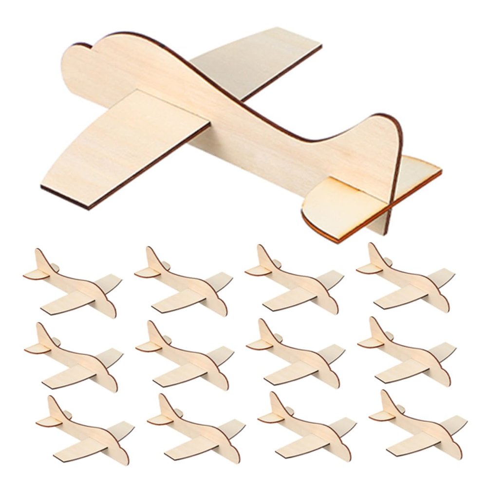 Toyvian 15pcs Wooden Airplane Model Kit Unfinished Wood Planes for DIY Craft for Imaginative Play Safe and Versatile Art for Home Decoration Learning Activities