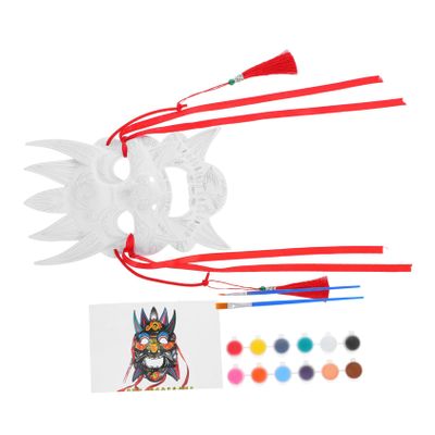 Abaodam 1 Set Japanese Demon Mask Unpainted Blank Kabuki Samurai Mask for Halloween Cosplay Theater and Creative Projects