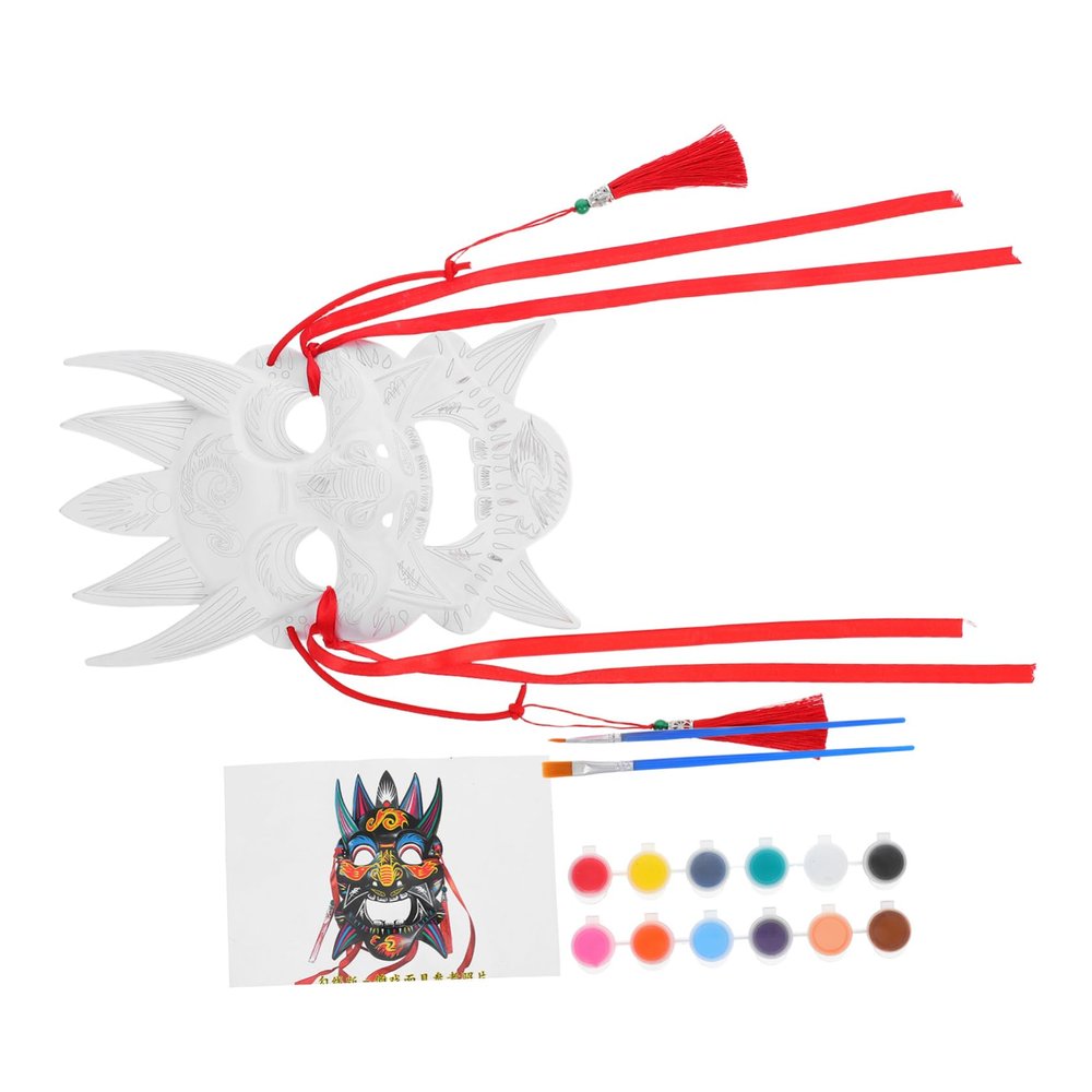 Abaodam 1 Set Japanese Demon Mask Unpainted Blank Kabuki Samurai Mask for Halloween Cosplay Theater and Creative Projects