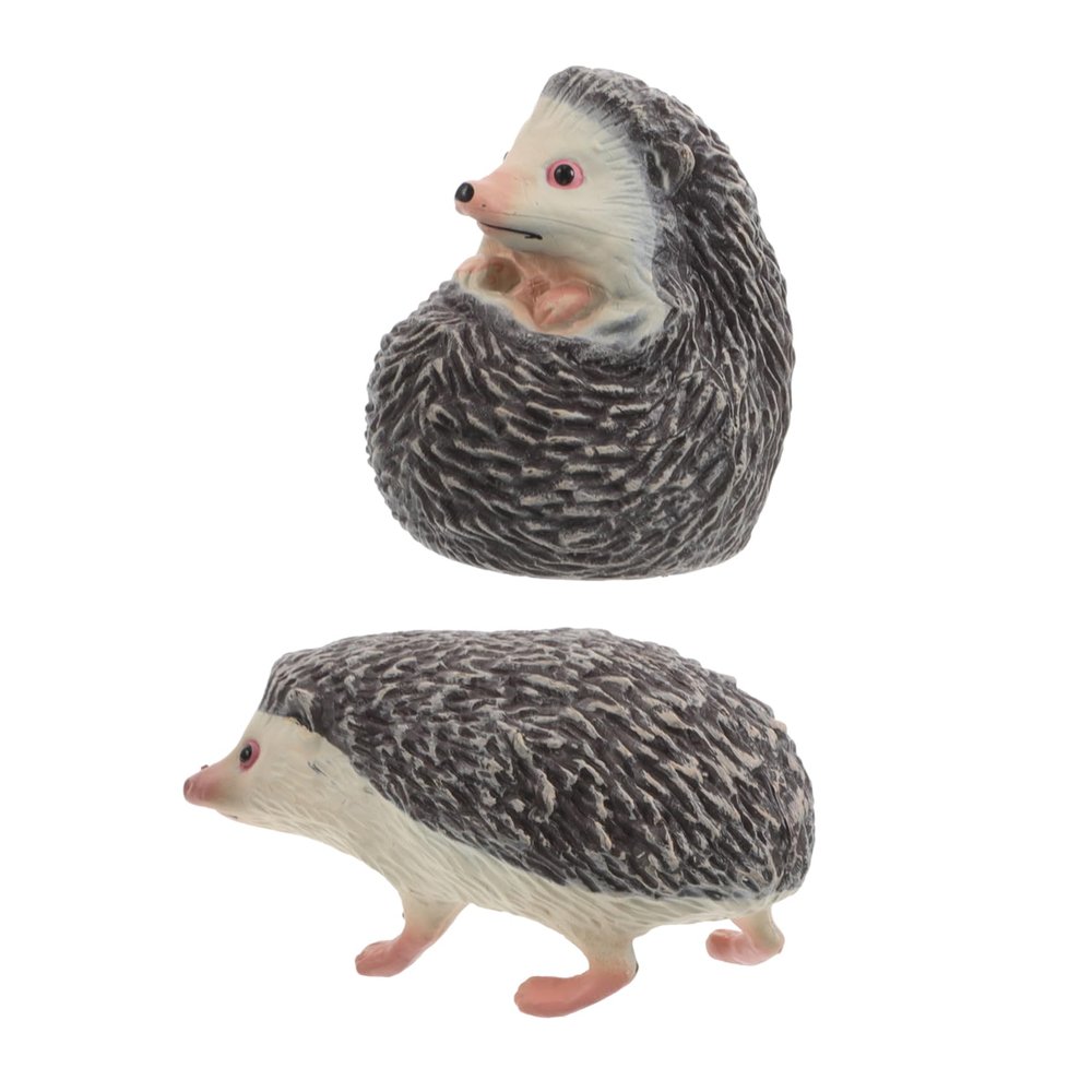 2Pcs Mini Hedgehog Figurines Cute Wildlife Animal Models for DIY Moss Landscape Cake Toppers Garden Decorations Safe for Cognitive Development