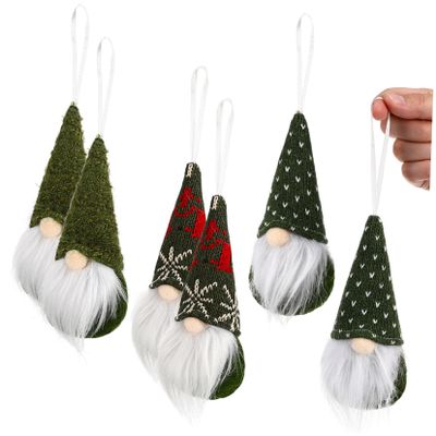 6Pcs Christmas Gnome Ornaments Soft Decorations with Hanging Loops for Tree Table Centerpieces Charming Scandinavian Holiday Decor Delightful Xmas Party Accessories