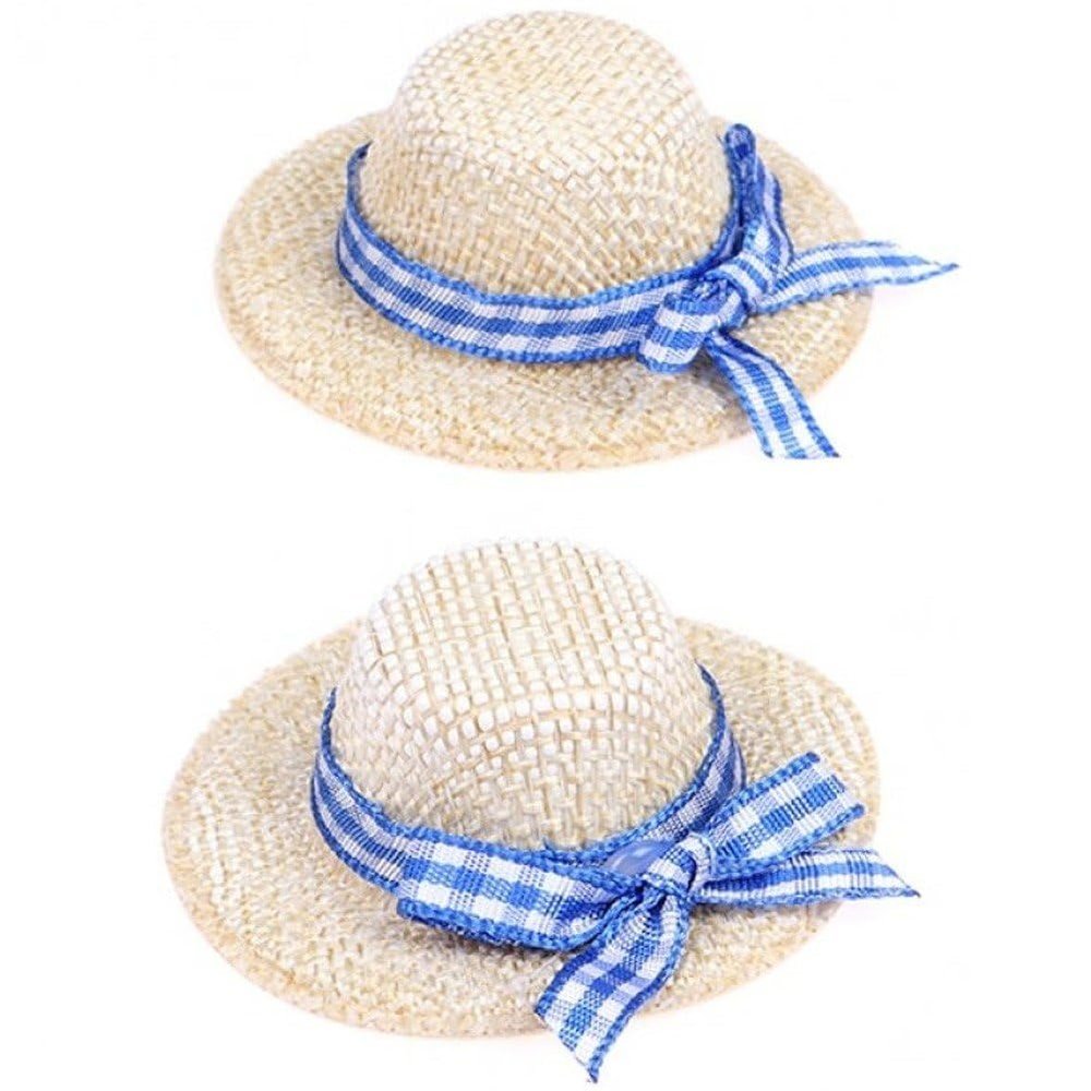 hzzsbu 2 Pcs Mini Straw Hat Miniature Hat Miniature Hat Mini Straw Hat for Dollhouse Crafts Dollhouse DIY Decoration