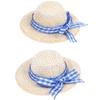hzzsbu 2 Pcs Mini Straw Hat Miniature Hat Miniature Hat Mini Straw Hat for Dollhouse Crafts Dollhouse DIY Decoration view 1