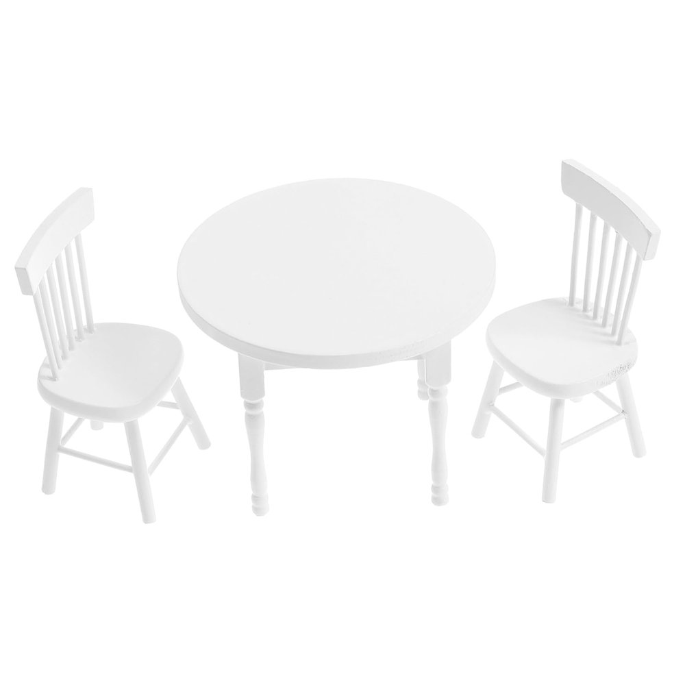 1Set Miniature Table Chair Sturdy Dollhouse Furniture for Dining Room Kitchen Lasting Display Detailed Craftsmanship Dollhouse Decor