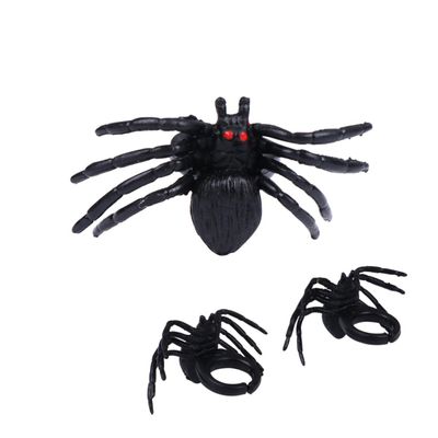 Toyvian 20Pcs Plastic Spider Rings for Halloween DIY Cosplay Fun Party Realistic Spider Decorations Smooth Surface Playthings for Themed Events