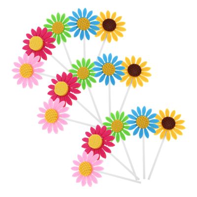 100pcs Sunflower Cupcake Picks: Sunflower Cake Decorations Cute Felt Flower Cake Toppers Floral Dessert Picks For Birthday Parties Weddings Celebrations