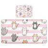 Pink White Stripes Cartoon Cat Cooling Baby Mattress Protector Pads 28" x 52" Washable Mattress Protector Pads for Kids, Adult view 1
