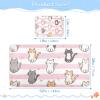 Pink White Stripes Cartoon Cat Cooling Baby Mattress Protector Pads 28" x 52" Washable Mattress Protector Pads for Kids, Adult view 2