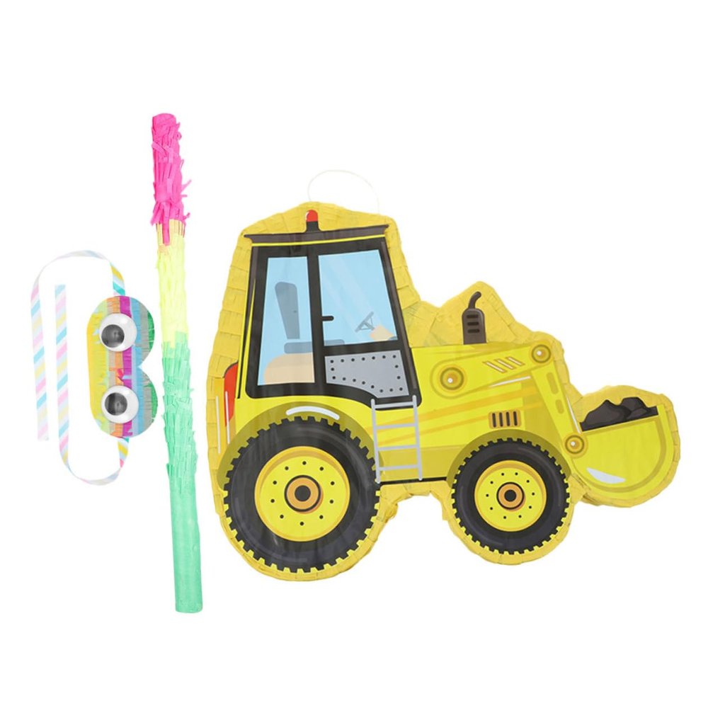 1Set Construction Truck Pinata Excavator Design for Birthday Party Supplies Candy Filled Fun for Fiesta Events Includes Stick Eye Mask
