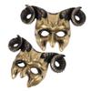 Abaodam 2Pcs Horned Devil Mask Half Face Masquerade Festival Costume Prop for Halloween Party Cosplay Role Play Breathable Design for Comfortable Wear view 1