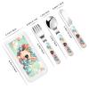 3-Piece Children Utensils Set Cute Animal Rainbow Knife Spoon Fork Set Stainless Steel Silverware Set Easy-Grip Reusable Utensils Set Child Flatware Set with Case for Lunch Travel view 2