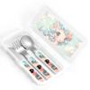 3-Piece Children Utensils Set Cute Animal Rainbow Knife Spoon Fork Set Stainless Steel Silverware Set Easy-Grip Reusable Utensils Set Child Flatware Set with Case for Lunch Travel view 4