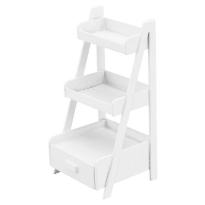 1pc Miniature Furniture Dollhouse Decor White Mini Shelf Ornament Sturdy Design for Bedroom Home Decoration Simulation Miniature Storage Rack for Creative Display