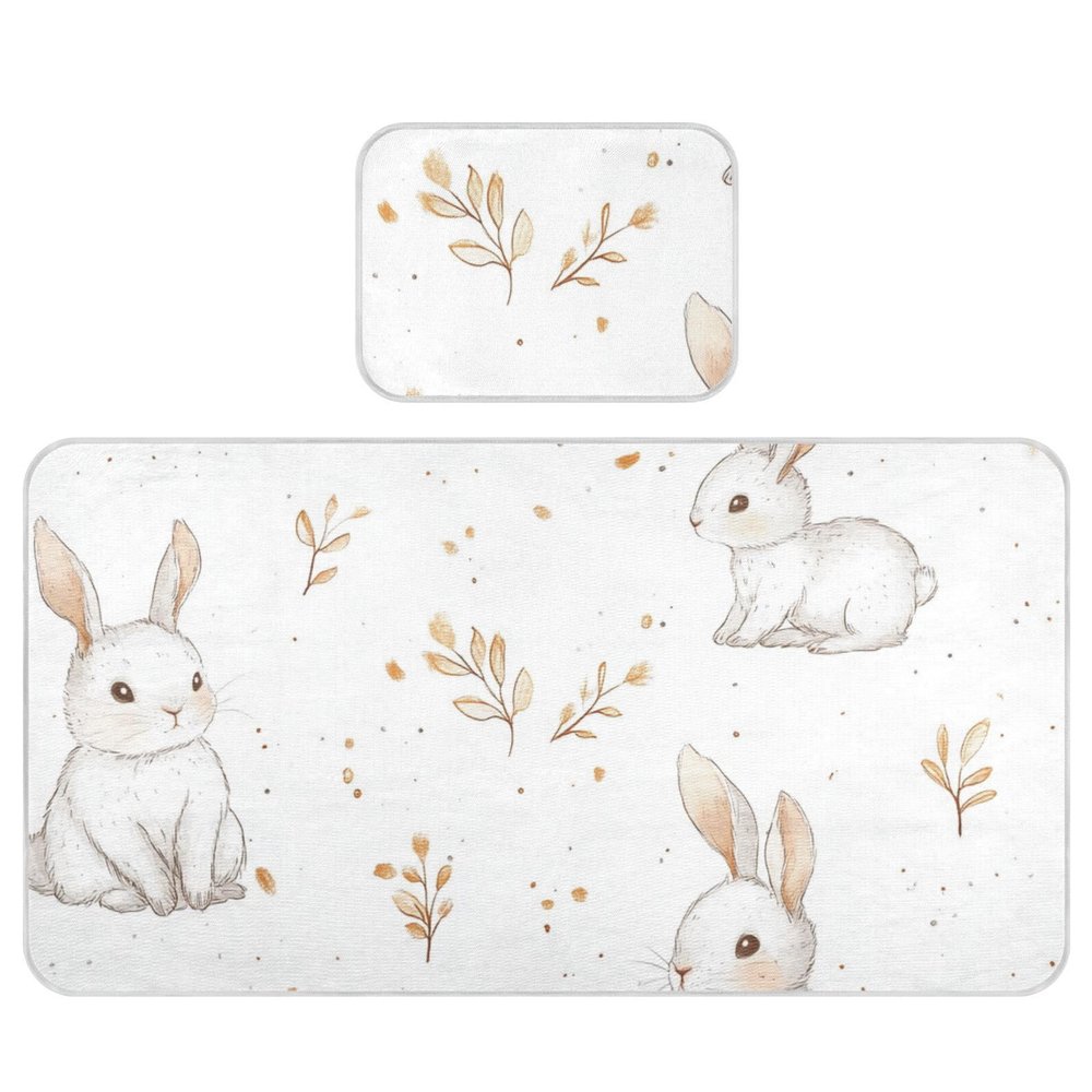 Cartoon Sweet Rabbit White Cooling Baby Bassinet Mattress 28" x 52" Reusable Mattress Pads for Kids, Adult
