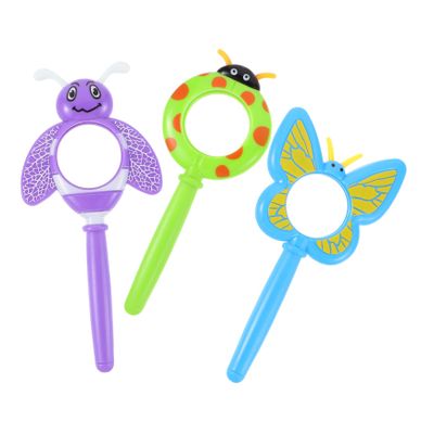 3Pcs Handheld Magnifying Glass Colorful Cartoon Design Fun Plastic Magnifier for Boys for Exploration and Craft Activities
