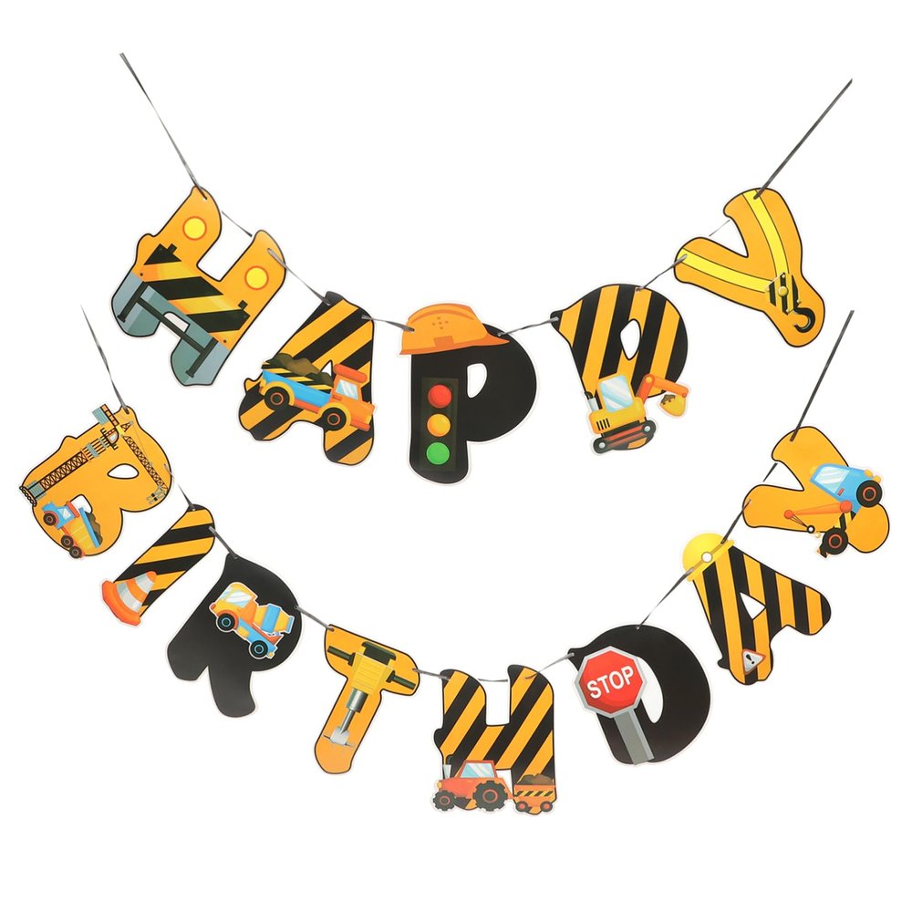 1Set Construction Birthday Party Banner of Engineering Vehicle Themed Decorations for Celebrating Birthdays with Unique Charm and Fun