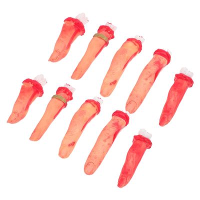 10Pcs Realistic Severed Blood Finger Props for Halloween Haunted House Decor Scary Fake Finger for Indoor Halloween Parties and Spooky Decorations