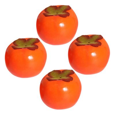 4Pcs Miniature Fake Persimmon Decorations Realistic Faux Fruit Adornment for Kitchen Decor Simulated Cooking Scenes and Home Ornaments