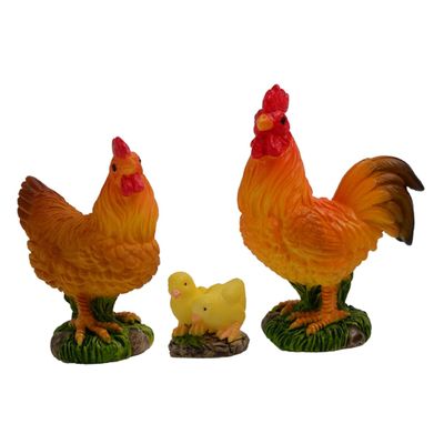 Abaodam 3pcs Miniature Chicken Figurines for Garden Decor Lifelike Resin Chicken Models for Micro Landscaping DIY Moss Decoration Charming Farm Animal Accents for Home and Garden