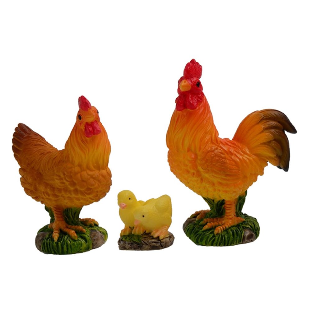 Abaodam 3pcs Miniature Chicken Figurines for Garden Decor Lifelike Resin Chicken Models for Micro Landscaping DIY Moss Decoration Charming Farm Animal Accents for Home and Garden