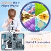 100X-1200X Kids Microscope Kit for Children: Compound Microscope for Kid STEM Biology Discovery - Science Experiments Microscopio Set with Metal Frame, Carrying Box Educational Gift for Child 8-12 view 2