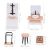 1 Set Scale Dollhouse Shower Room Sink Towel Rack Stool Model DIY Accessories for Miniature House Decoration Versatile and Design view 2