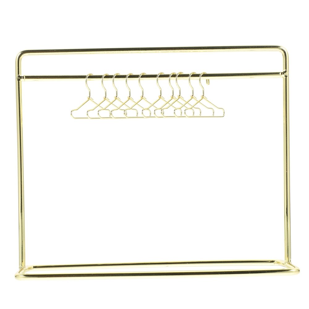 1Set Miniature Doll Clothes Hanger Rack with Doll Hangers for Dollhouse Apparel Display and Storage for Doll Lovers