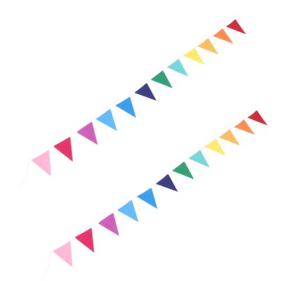 2Pcs Colorful Felt Fabric Pennant Banner Flags Rainbow Birthday Decorations for Celebrations Nursery Garland and Classroom Decor for Joyful Atmosphere Rooms